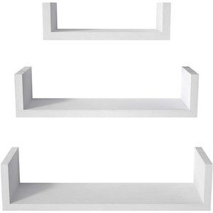 3 Pack Floating Shelves Wall Mounted, Solid Wood Wall Shelves, White